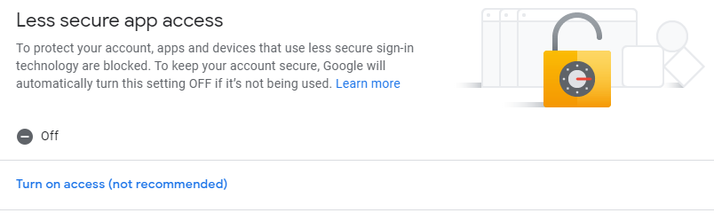 Google account less secure app access