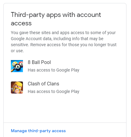 google account third party app access
